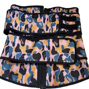 Women's Latex Camouflage Printed Double Belts Waist Trainer for Weight Loss M